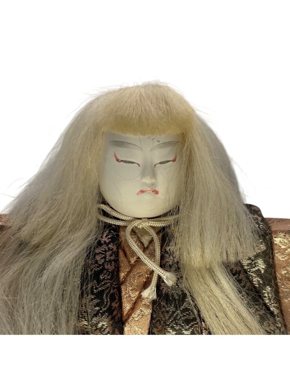 Vintage Japanese Kabuki Kimekomi Kimono Noh Theater Doll White Hair - Picture 2 of 7